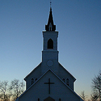 church spire at dusk
