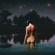 At the shore she didn’t hesitate, but waded straight into the chilly water.